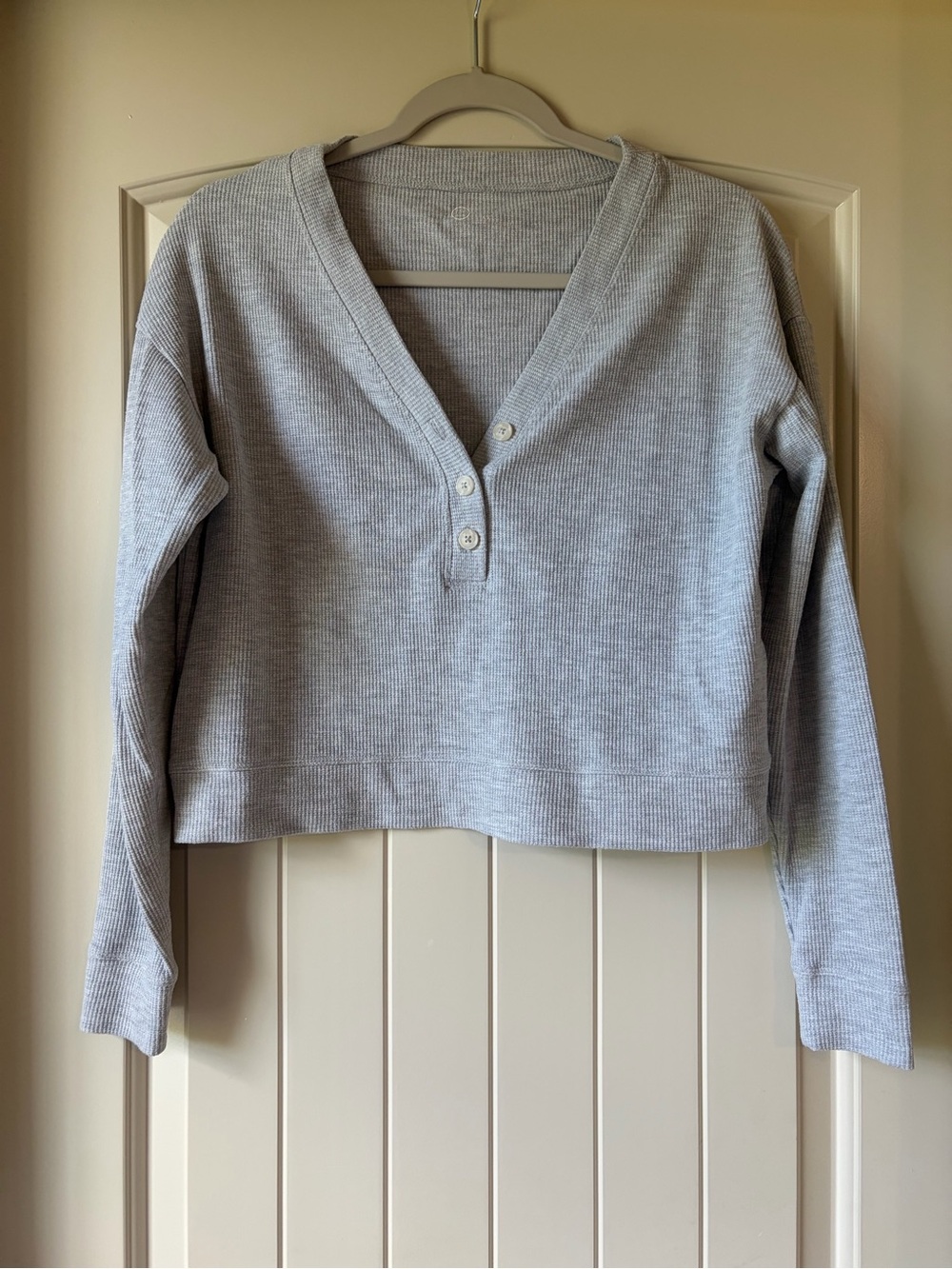 Gilly Hicks Cozy Waffle Henley Crop Top